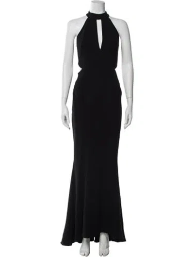 Pre-owned Intermix Halterneck Long Dress In Black