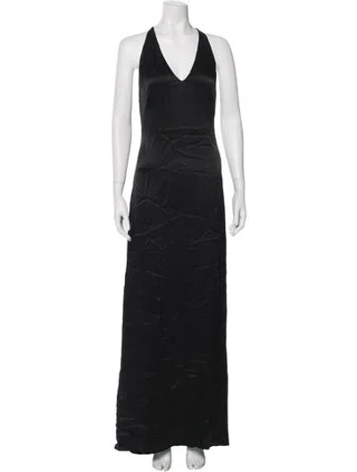 Pre-owned Intermix Halterneck Long Dress In Black
