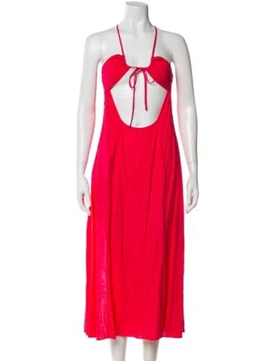 Pre-owned Intermix Halterneck Long Dress In Pink