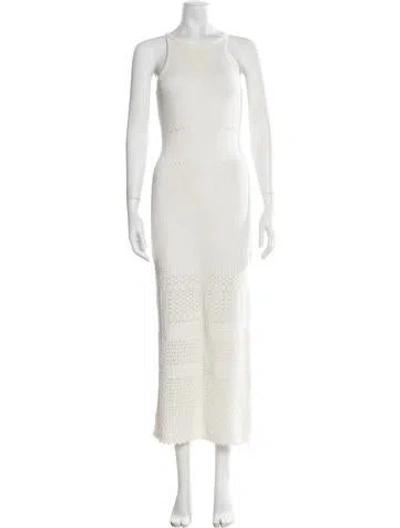 Pre-owned Intermix Halterneck Long Dress In White