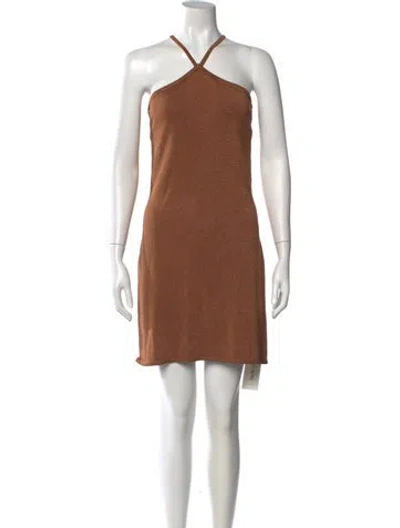 Pre-owned Intermix Halterneck Mini Dress In Brown