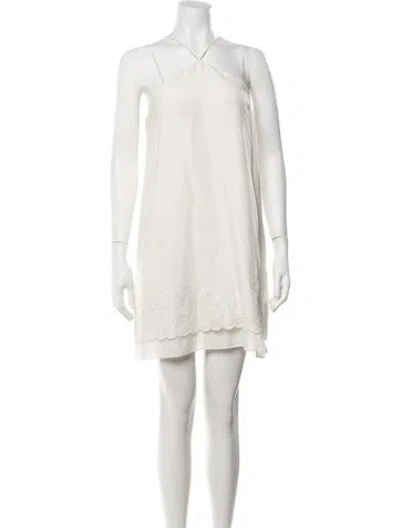 Pre-owned Intermix Halterneck Mini Dress In White