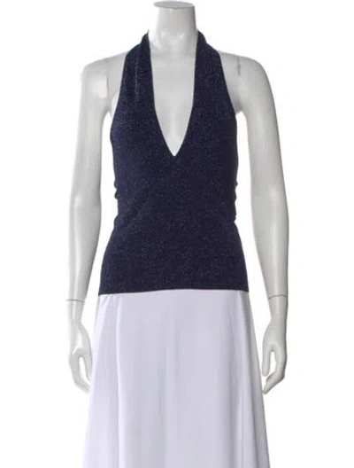 Pre-owned Intermix Halterneck Sweater In Blue