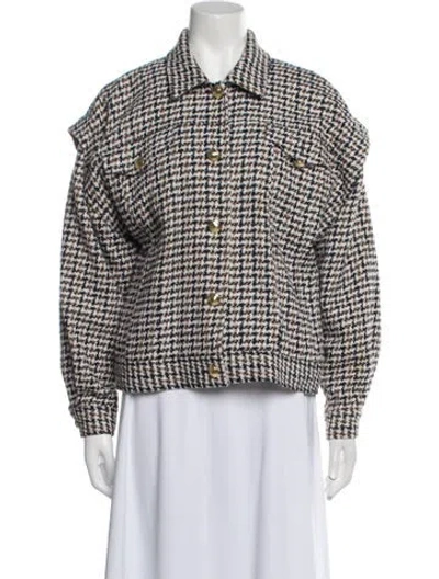 Pre-owned Intermix Houndstooth Print Jacket In Neutral