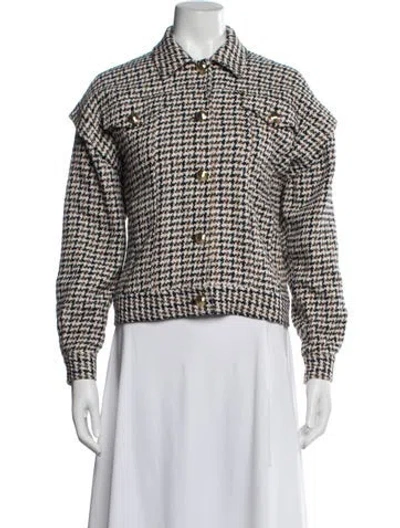 Pre-owned Intermix Houndstooth Print Jacket In Neutral