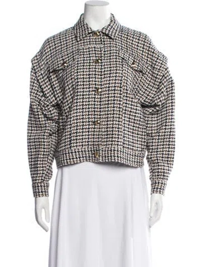 Pre-owned Intermix Houndstooth Print Jacket In Neutrals