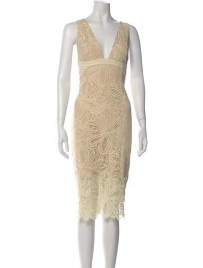 Pre-owned Intermix Lace Pattern Midi Length Dress In Neutral