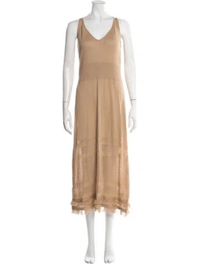 Pre-owned Intermix Lace Pattern Midi Length Dress In Neutral