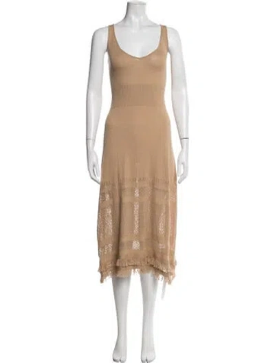 Pre-owned Intermix Lace Pattern Midi Length Dress In Neutrals