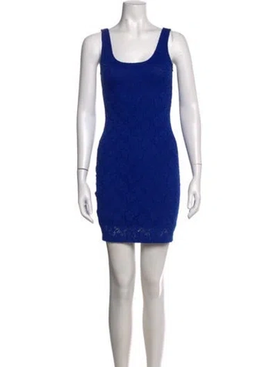 Pre-owned Intermix Lace Pattern Mini Dress In Blue