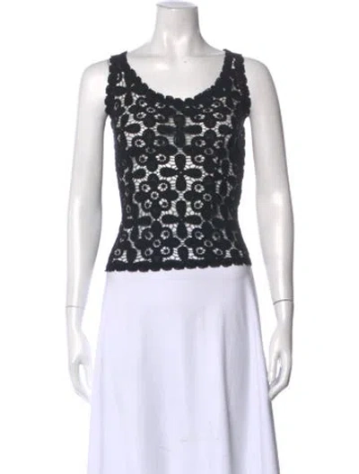 Pre-owned Intermix Lace Pattern Scoop Neck Sweater In Black