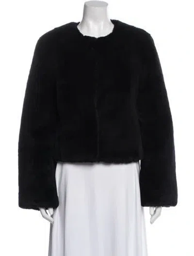 Pre-owned Intermix Lamb Fur Jacket In Black