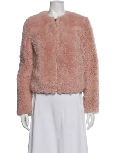 Pre-owned Intermix Lamb Leather Faux Fur Jacket In Pink