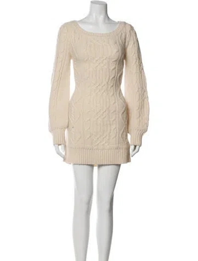 Pre-owned Intermix Lambswool Mini Dress In Neutral