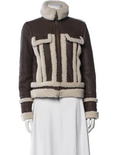 Pre-owned Intermix Leather Coat In Brown