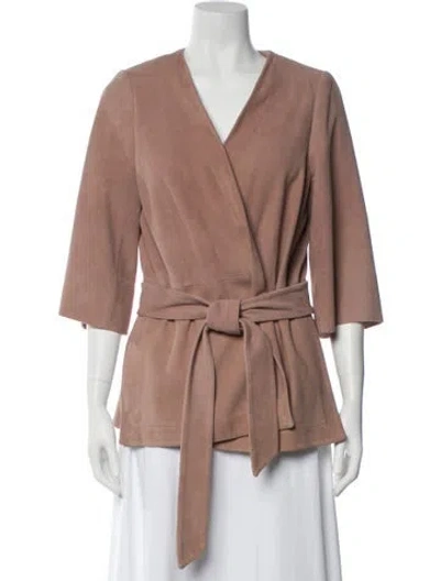 Pre-owned Intermix Leather Evening Jacket In Brown