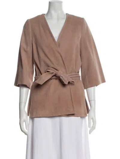 Pre-owned Intermix Leather Evening Jacket In Neutral