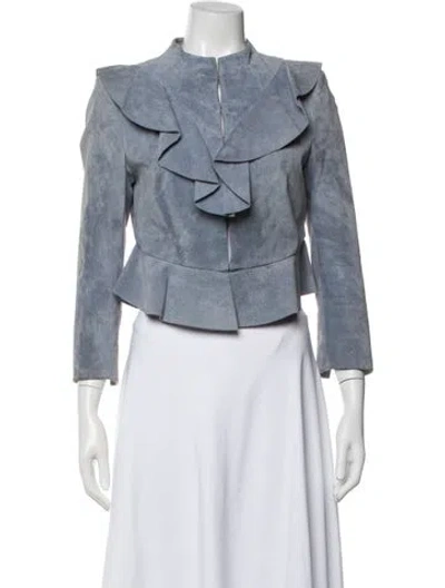 Pre-owned Intermix Leather Jacket In Blue