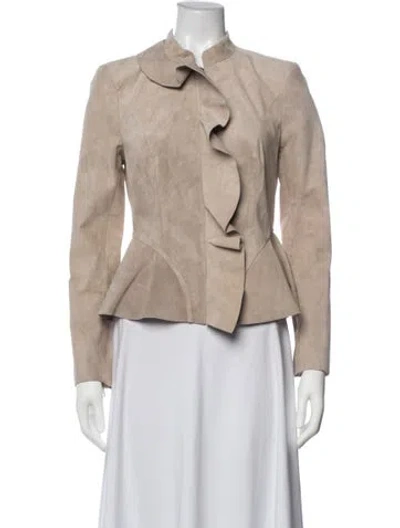 Pre-owned Intermix Leather Jacket In Neutrals