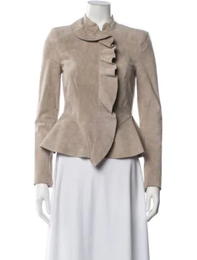 Pre-owned Intermix Leather Jacket In Neutrals