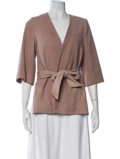 Pre-owned Intermix Leather Jacket In Neutrals