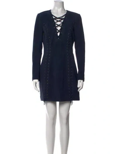 Pre-owned Intermix Leather Mini Dress In Blue