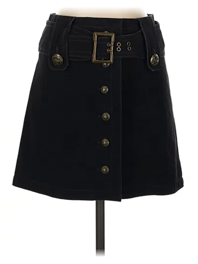 Pre-owned Intermix Leather Skirt In Black
