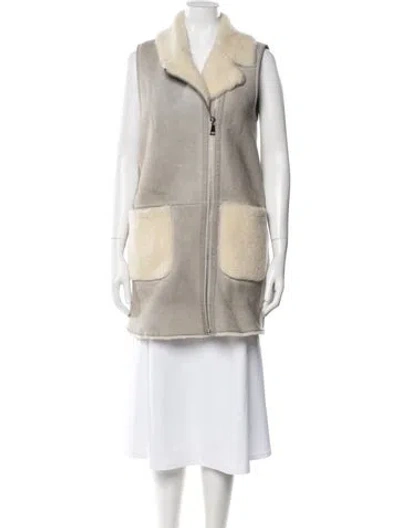 Pre-owned Intermix Leather Vest In Gray