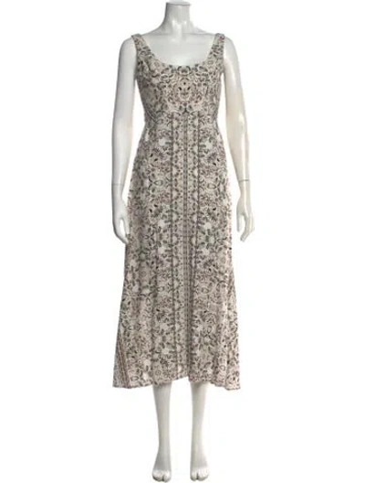 Pre-owned Intermix Linen Midi Length Dress In White