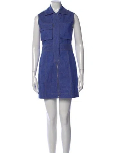 Pre-owned Intermix Linen Mini Dress In Blue
