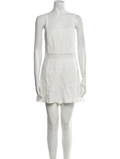 Pre-owned Intermix Linen Square Neckline Romper W/ Tags In Neutral