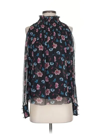 Pre-owned Intermix Long Sleeve Blouse In Black