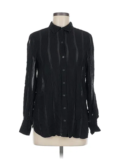 Pre-owned Intermix Long Sleeve Blouse In Black