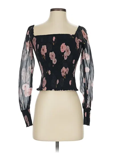 Pre-owned Intermix Long Sleeve Blouse In Black