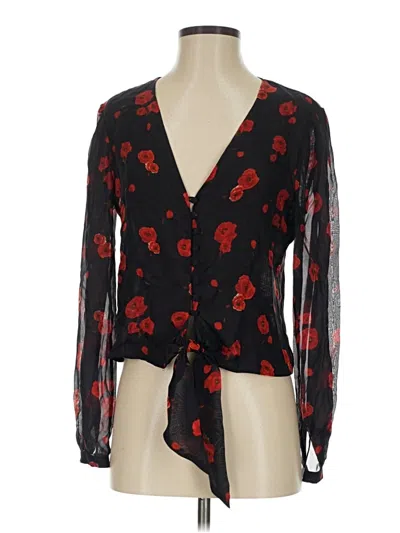 Pre-owned Intermix Long Sleeve Blouse In Black