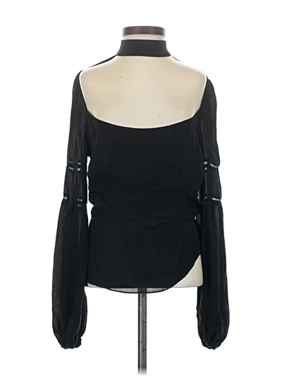 Pre-owned Intermix Long Sleeve Blouse In Black