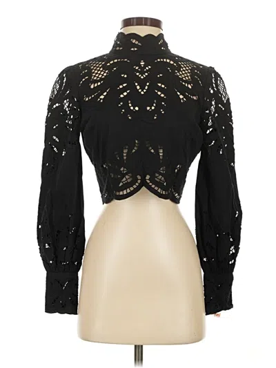 Pre-owned Intermix Long Sleeve Blouse In Black