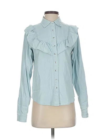 Pre-owned Intermix Long Sleeve Blouse In Blue