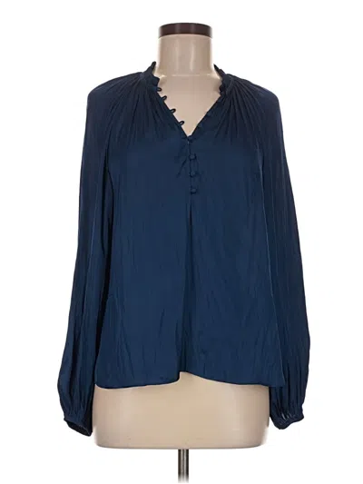 Pre-owned Intermix Long Sleeve Blouse In Blue