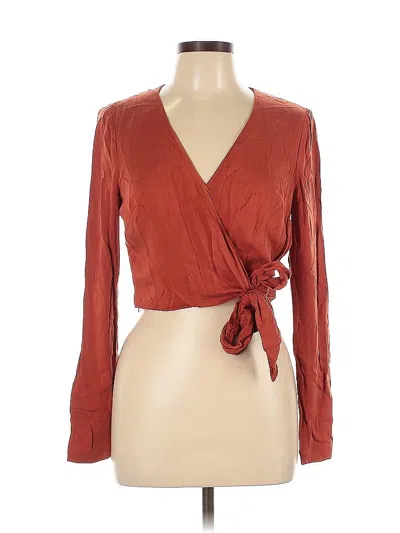 Pre-owned Intermix Long Sleeve Blouse In Brown
