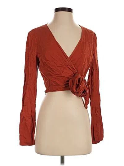 Pre-owned Intermix Long Sleeve Blouse In Brown