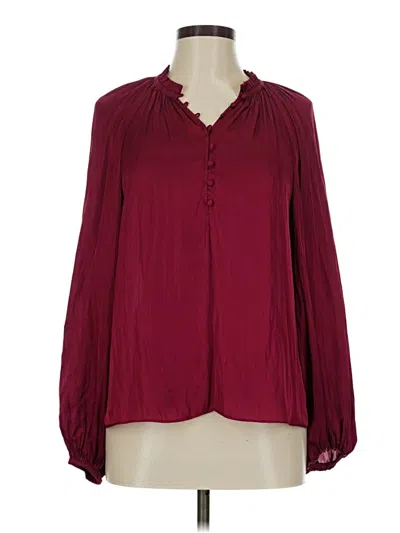 Pre-owned Intermix Long Sleeve Blouse In Burgundy