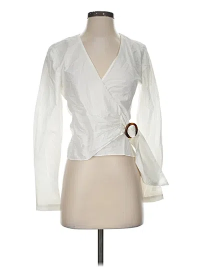 Pre-owned Intermix Long Sleeve Blouse In Ivory