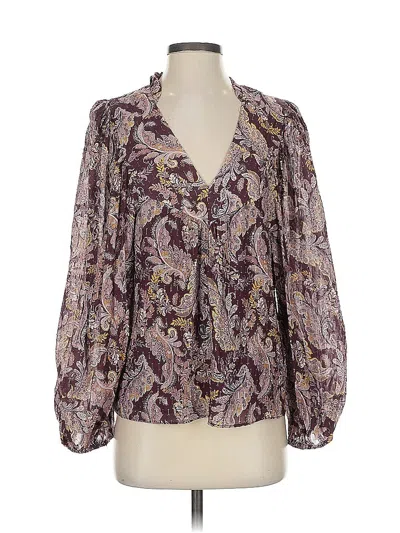 Pre-owned Intermix Long Sleeve Blouse In Purple
