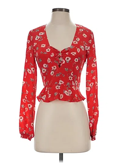 Pre-owned Intermix Long Sleeve Blouse In Red