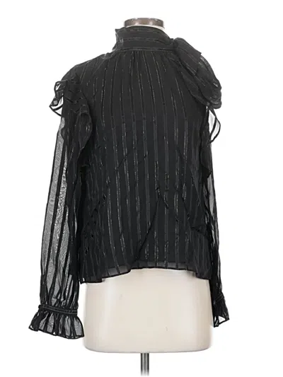 Pre-owned Intermix Long Sleeve Silk Top Black Cold Shoulder Neckline Tops