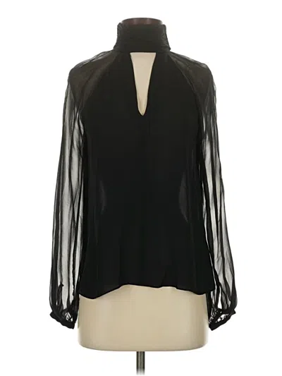 Pre-owned Intermix Long Sleeve Silk Top Black Keyhole Neckline Tops