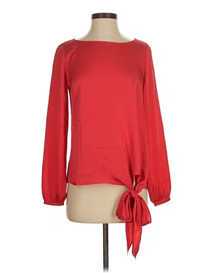 Pre-owned Intermix Long Sleeve Silk Top Red Boatneck Tops