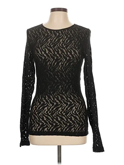 Pre-owned Intermix Long Sleeve Top Black Boatneck Tops