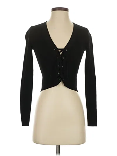 Pre-owned Intermix Long Sleeve Top Black Plunge Neckline Tops